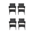 thumbnail image 1 of Patiojoy Outdoor 4 PCS Rattan Dining Chair Patio Cushioned Arm Chair w/Zipper Black, 1 of 9