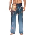 thumbnail image 2 of Lsque Gold And Blue Fireworks Print Men's Pajama Pants, Lounge Pant - Comfortable Home Wear,Elastic Waistband, Stylish Design-XX-Large, 2 of 9