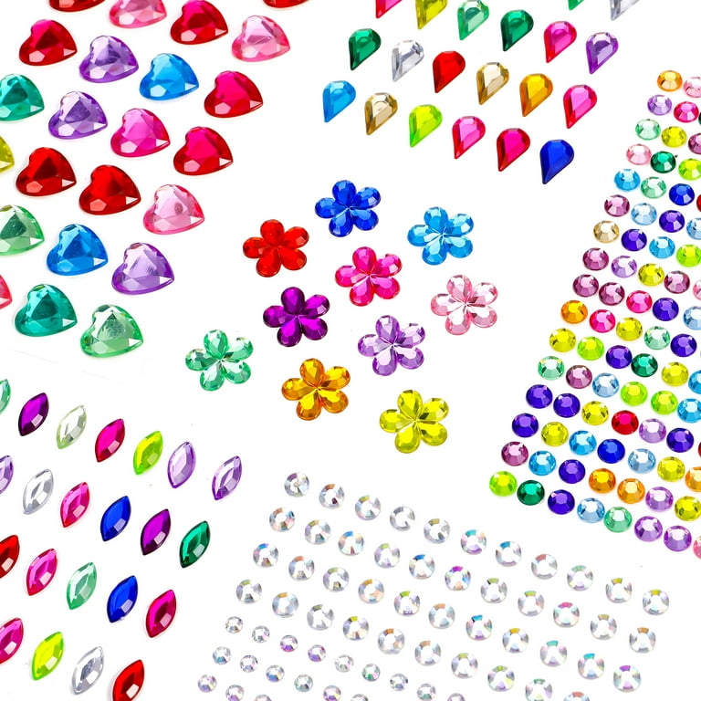 IVLWE [8 Sheets] Kids Gems Stickers Intellectual DIY Crafts Stickers  Non-Toxic Prime Acrylic Rhinestone Sticker Gems Jewels St - [8 Sheets] Kids  Gems Stickers Intellectual DIY Crafts Stickers Non-Toxic Prime Acrylic  Rhinestone