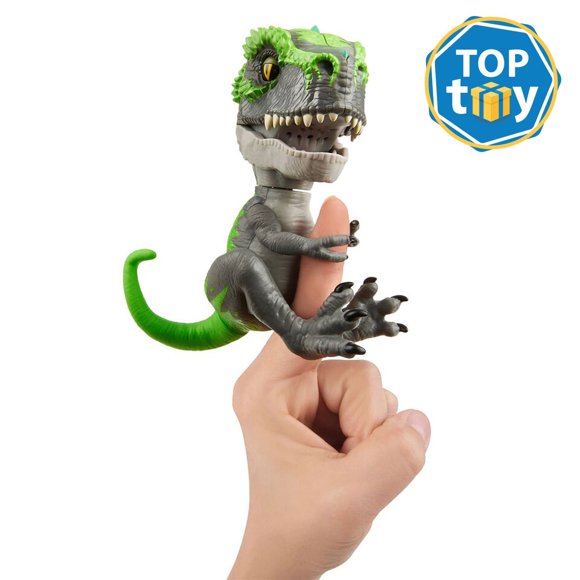 Untamed T-Rex by Fingerlings – Tracker (Black/Green) - Interactive Collectible Dinosaur - by WowWee