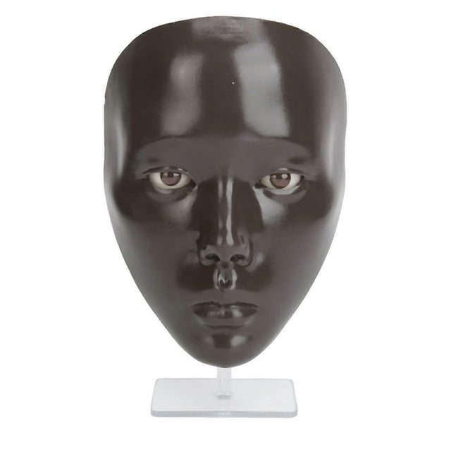 Makeup Practice Board Kit 5D Silicone Full Face Mannequin Board Plastic Stand 20ml Cleansing Oil Resuable Makeup Practice Tool Dark Skin Color
