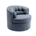 thumbnail image 4 of Swivel Barrel Chair with Tufted Back, Fabric Accent Leisure Chair for Bedroom, Living Room, Gray, 4 of 7