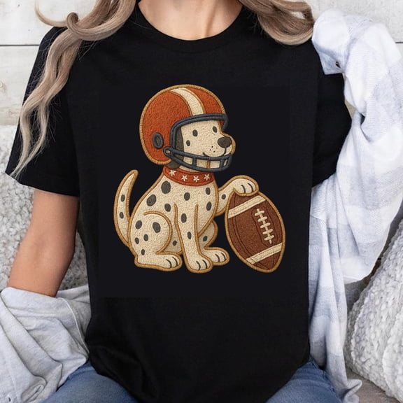 100% Cotton Football Dog Puppy Helmet Sports Graphic T-Shirt for Women Men Unisex Casual Wear Gift Idea