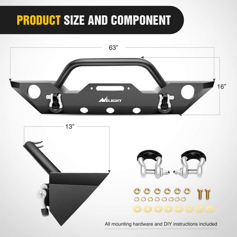 Nilight JK-50A Front Bumper Compatible for 07-18 Jeep Wrangler JK