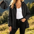thumbnail image 5 of Htigea Fall Jackets for Women Full Zip Up Hooded Coat Lightweight Outdoor Active Jacket with Pockets Black L, 5 of 7