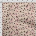 thumbnail image 3 of Soimoi Bird Printed Cotton Satin Spandex Sewing Fabric By The Yard 54 Inch Wide Decorative Fabric For Dresses And Home Accents Beige, 3 of 5