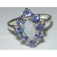 thumbnail image 4 of LBG British Made 18k White Gold Natural Opal & Tanzanite Womens Statement Ring - 33 size options - Size 10, 4 of 6