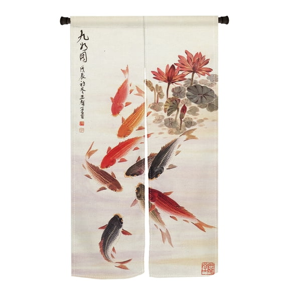 Lfeey Japanese Koi Door Curtain Noren Room Divider Curtain Doorway Hanging Half Curtain 25x36 inch