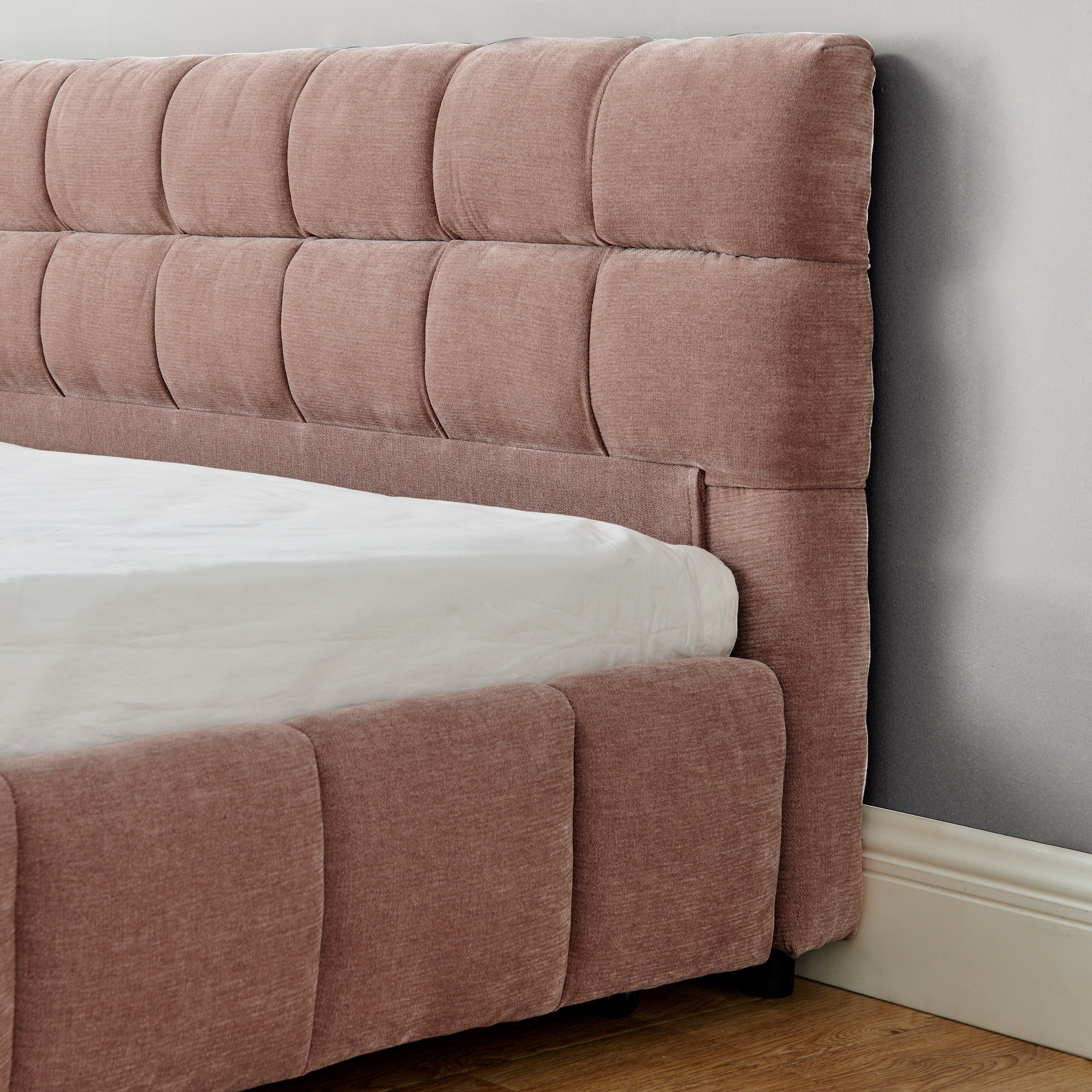 Harper & Bright Designs King Size Upholstered Bed Frame with Storage Drawers, Chenille Platform Bed with Headboard and Solid Frame for Bedroom, Pink