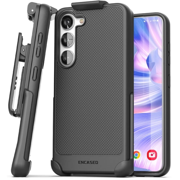 Encased Belt Case designed for Samsung Galaxy S23 with Holster Clip - Thin Armor Series (Black)