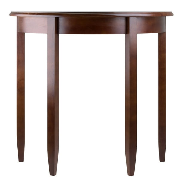 30” Walnut Brown Concord Half Moon Wooden Accent Table
