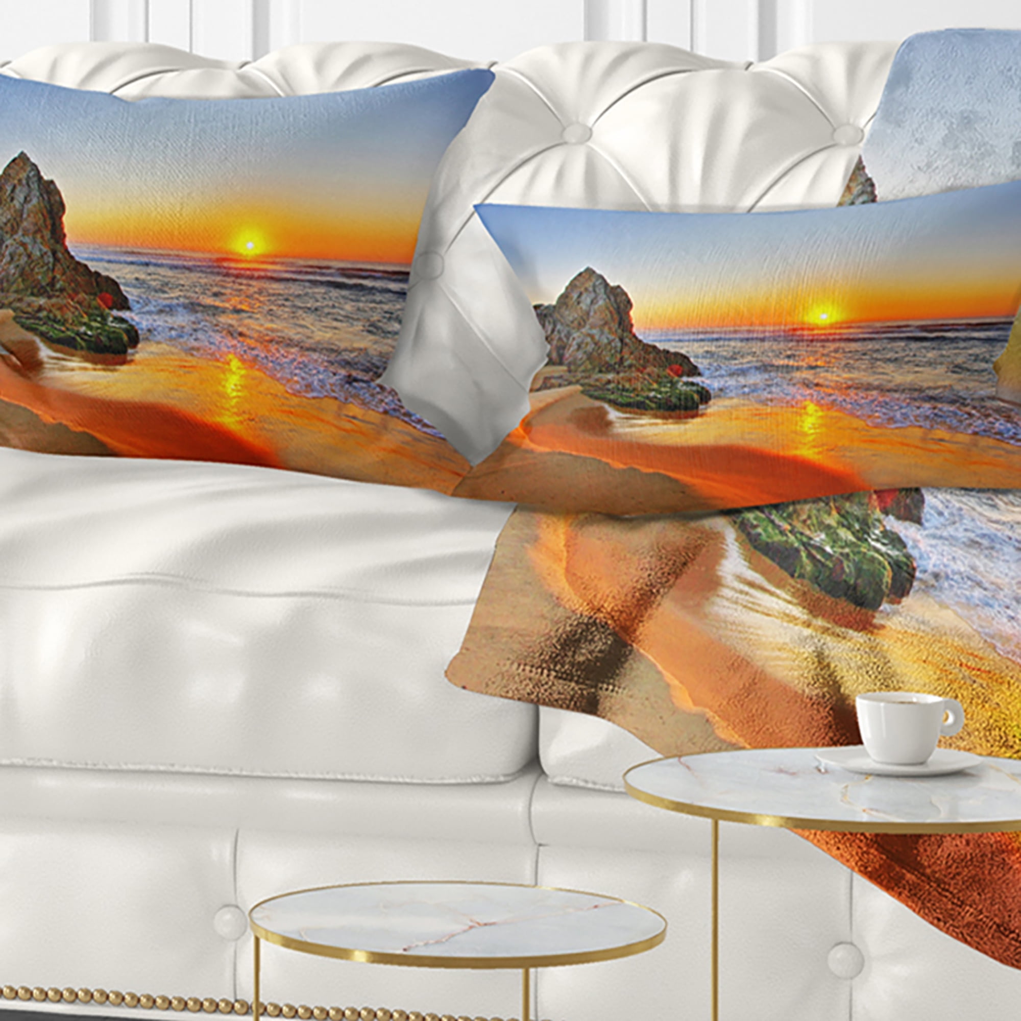 Sofa Throw Pillow 12 in Designart CU14760-12-20 Beautiful Sunrise at Dead Sea Seashore Lumbar Cushion Cover for Living Room in x 20 in 