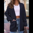 thumbnail image 4 of Cárdigan Extragrande de Punto Suave para Mujer con Bolsillos Azul Marino XL, 4 of 6