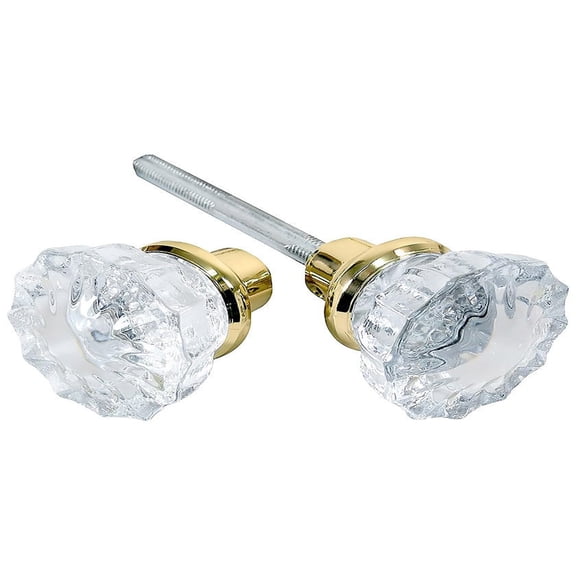 Mortise Lock Crystal Glass Door Knob Replacement Set, Brass Finish Base