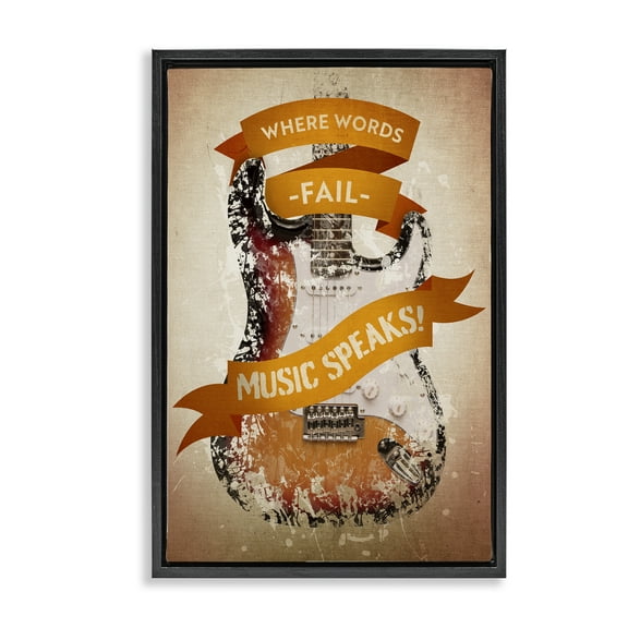 Stupell Industries Inspirational Music Speaks Text & Numbers Painting Black Floater Framed Canvas Art Print Wall Art, 17 x 25