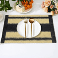thumbnail image 4 of Homieway Placemats Set of 4, Boho Tassel Paper Woven Braided Placemats 12x18 inch Aesthetic Natural Rustic Place Mats for Dinner Wedding Party Beach Farmhouse Table Decoration, Black, 4 of 6