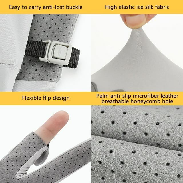 Guantes De Sol Guantes De Sol Seda De Hielo Protección UV Guantes De Pesca Antideslizantes Transpirables 2 Dedos Cortados Guantes Para Hombres Verano Pesca Al Aire Libre Correr ANGGREK Otros