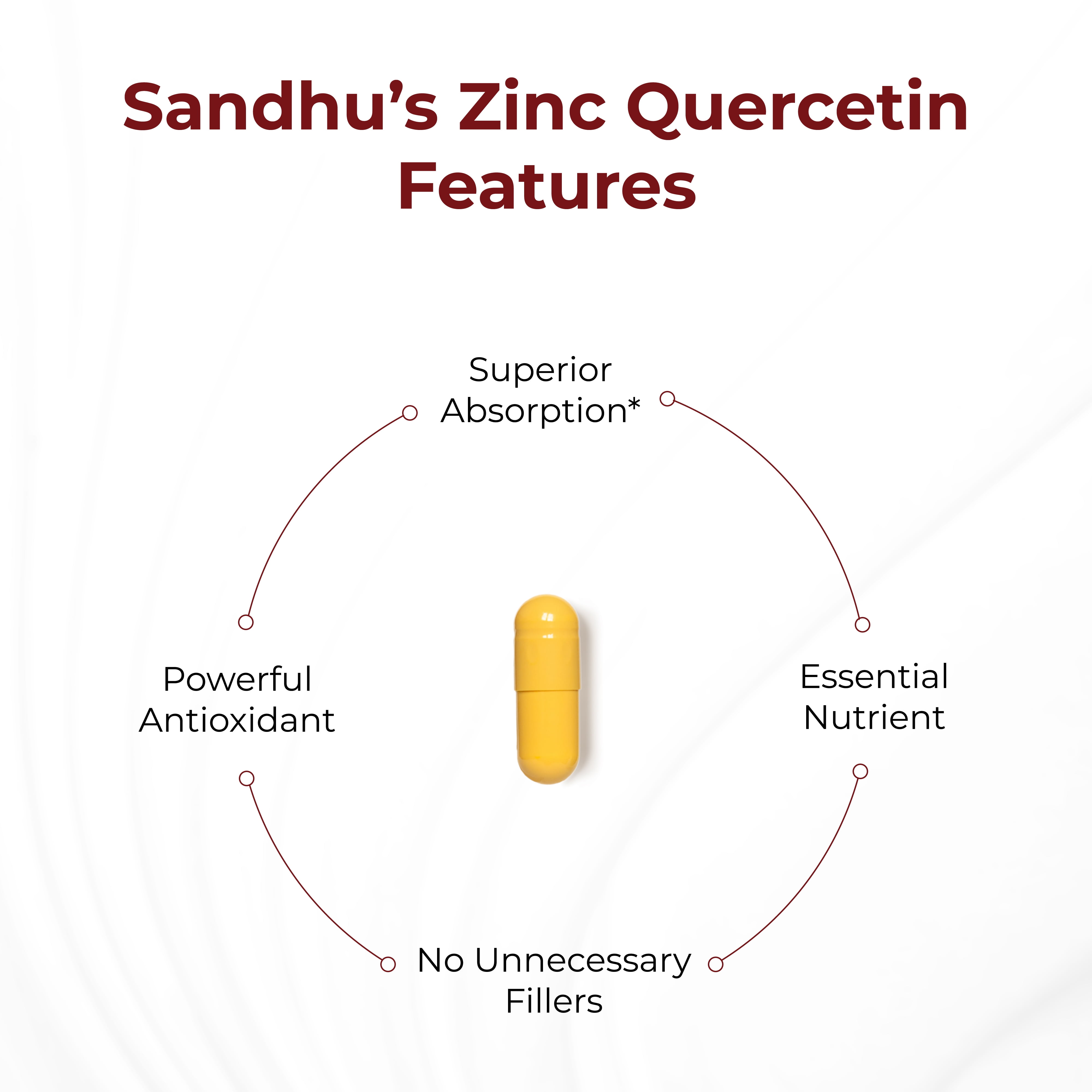 Sandhu's Zinc Quercetin 120 Vegetarian Capsules (Pack of 2) | High Absorption Zink Supplements for Immunity and Seasonal Allergy | Antioxidant Immune Support for Men and Women | Easy to Swallow