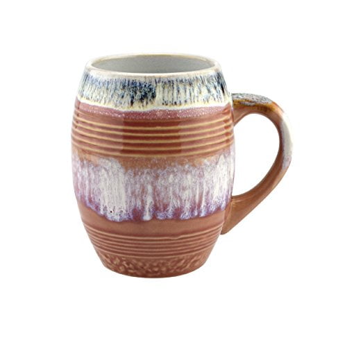 Mug - Glazed Ceramic Round Coffee Mug and Tea Cup Beautiful Unique Hand Glazing Artistic Design Kitchen Cups 16 Oz (Red) - Best Gift for Coffee Tea Lover/Addicts