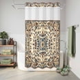 thumbnail image 6 of No Hook Shower Curtain, Boho Southwestern Shower Curtains for Bathroom with See Through Top Window, Vintage Retro Geometric Ethnic Waterproof & Washable Bath Curtain Stand Up Stall 36"x72", 6 of 9
