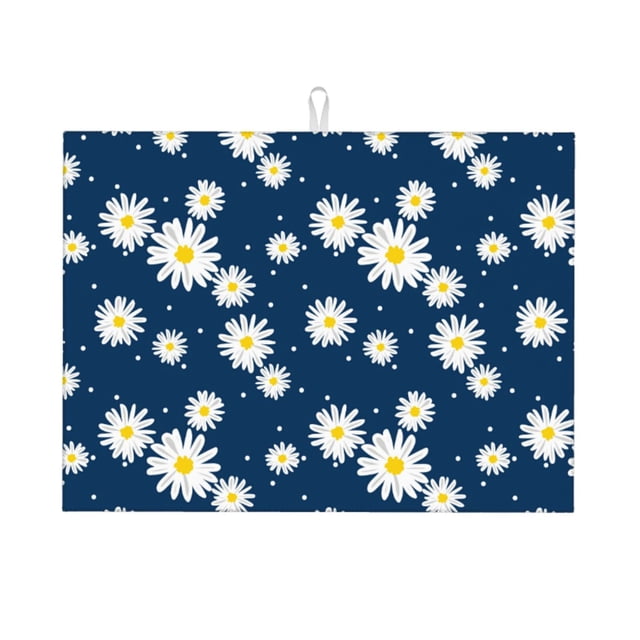 Balery Daisies Flowers Alfombrilla de Secado para Cocina, 18x24 Pulgadas, Súper Absorbente para Platos y Encimeras