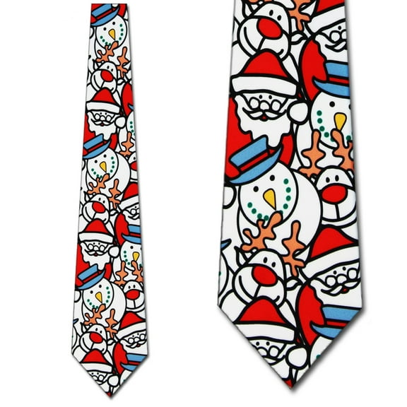Santa, Snowman, and Reindeer Allover Necktie Mens