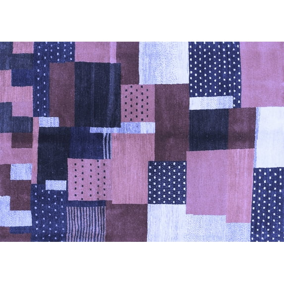 Ahgly Company Machine Washable Indoor Rectangle Abstract Blue Contemporary Area Rugs, 5' x 7'