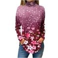 thumbnail image 2 of Sevevn Women's Fashion Printed Long Sleeve Printed Turtleneck Top T-shirt Pink S Rollbacks, 2 of 5