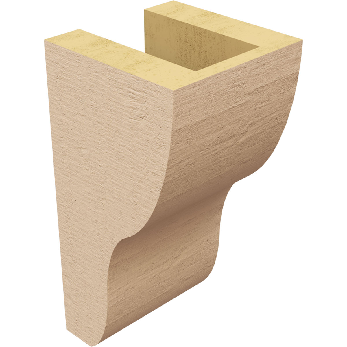 4"W x 4"D x 8"H Wide Greensboro Rough Cedar Woodgrain TimberThane Corbel, Primed Tan