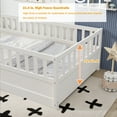 thumbnail image 5 of Bellemave Twin Size Floor Bed with Door and High Fence Guardrails Floor Bed with Bed Slats Wooden Floor Bed Montessori Bed Frame (Twin, White, With Slats), 5 of 10
