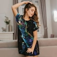 thumbnail image 3 of Kdxio colorful flames dinosaur Pattern Womens Short Sleeve Sleepshirt Scoopneck Cute Nightdress Ruffle Comfy Nightgown, 3 of 6