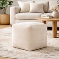 thumbnail image 2 of LR Home Medium Solid Farmhouse Indoor Cube Pouf, Ivory, 18" x 18" x 18", 2 of 7