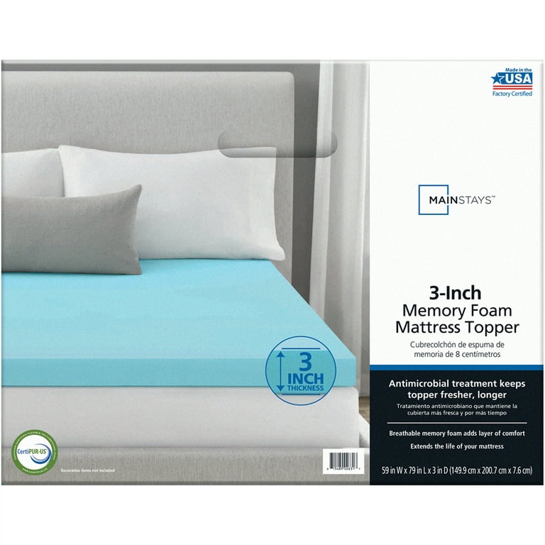American King Size 3 Inch Thick, Firm Conventional Polyurethane Foam  Mattress Pad Bed Topper Made in The USA