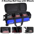 thumbnail image 5 of WOLT Bowling Ball Bag 3 Ball Roller Bowling Bags with Wheels Separate Shoe Compartment Retractable Handle Extends to 38’’ Blue, 5 of 7