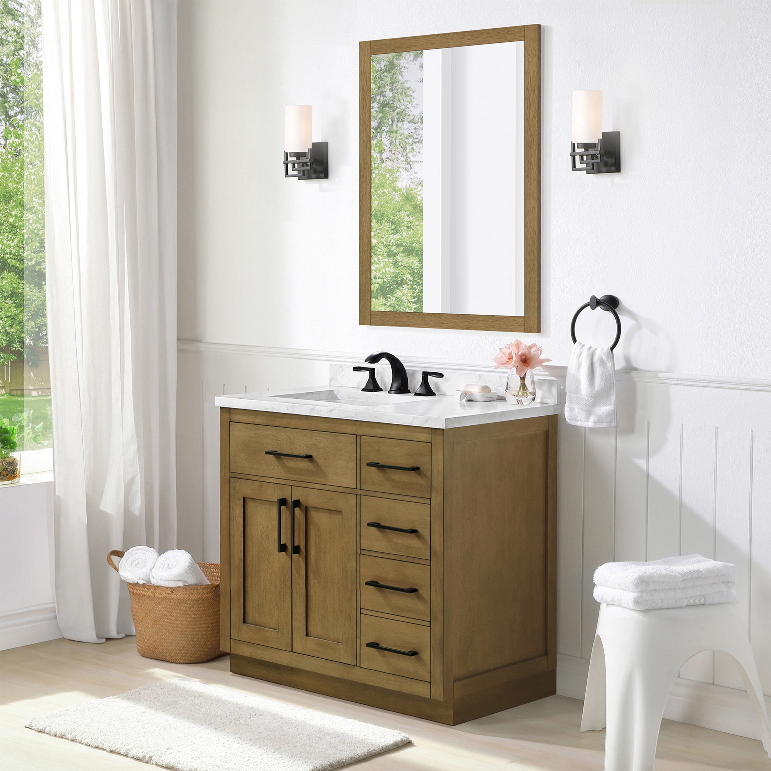 Ove Decors Athea 36 W x 22" D Freestanding Bathroom Vanity with Sink, Almond Latte