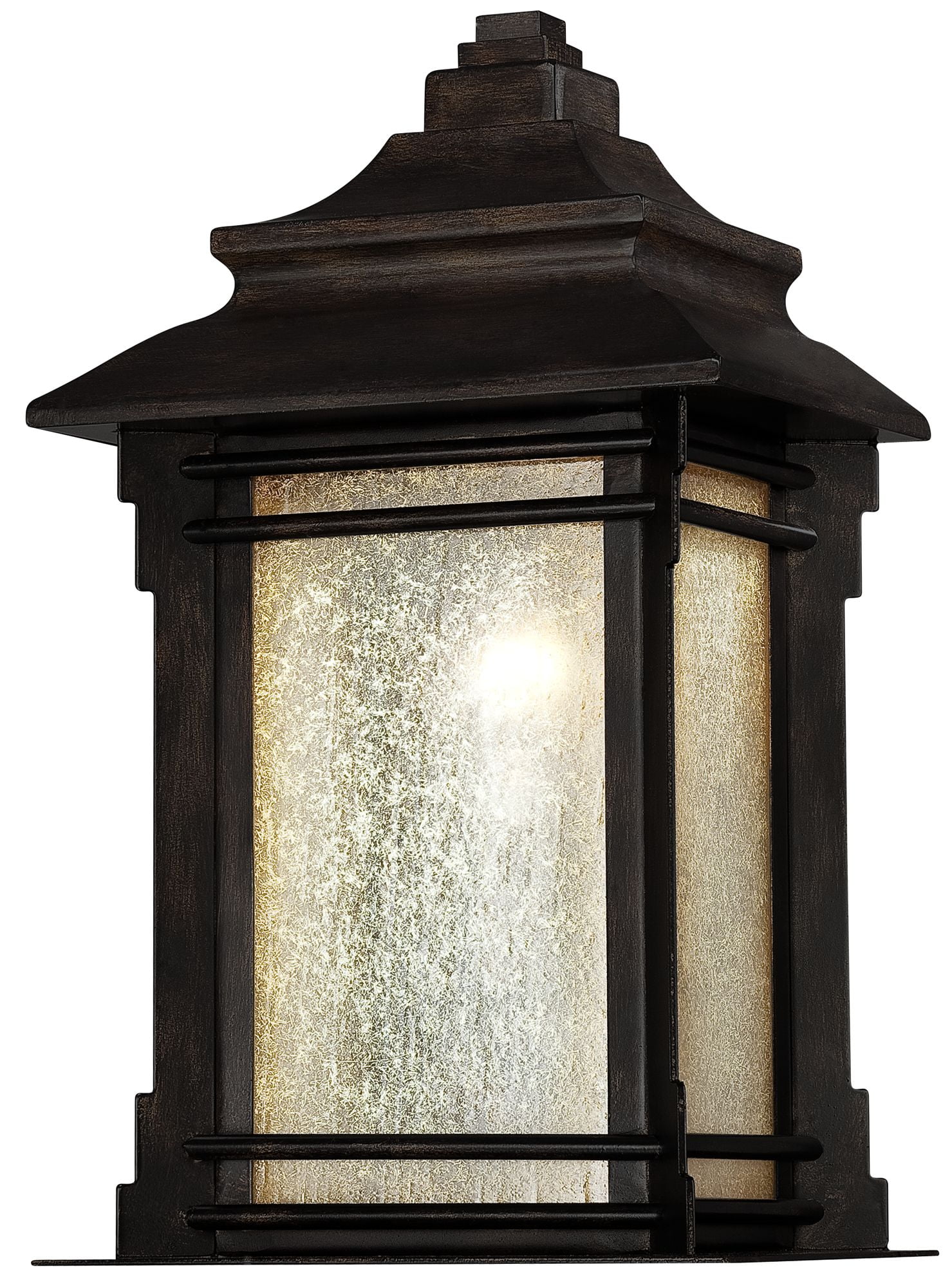Franklin Iron Works Rustic Farmhouse Outdoor Wall Light Fixture Walnut Bronze 16 1/2" Frosted