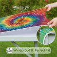 thumbnail image 6 of Colorful Tie Dye Pattern Square Fitted Tablecloth with Elastic Edge,Square Table Cover,Washable Elastic Table Cover for Home Kitchen Party Decor 36"x36", 6 of 6