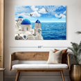 thumbnail image 3 of Elephant Stock Santorini Island Wall Art - Horizontal Canvas Wall Art - Living Room Wall Decor - Beach Canvas - Blue And White Decor - 51" x 34", 3 of 8
