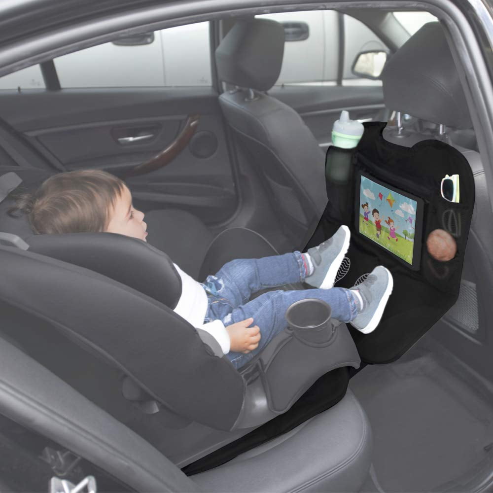Lulyboo Auto Seat Protector and Carseat Organizer Tablet iPad Device Storage Window, Reinforced Seat Padded Non-Slip Grip Front and Rear Facing For Baby and Toddler Car Seats
