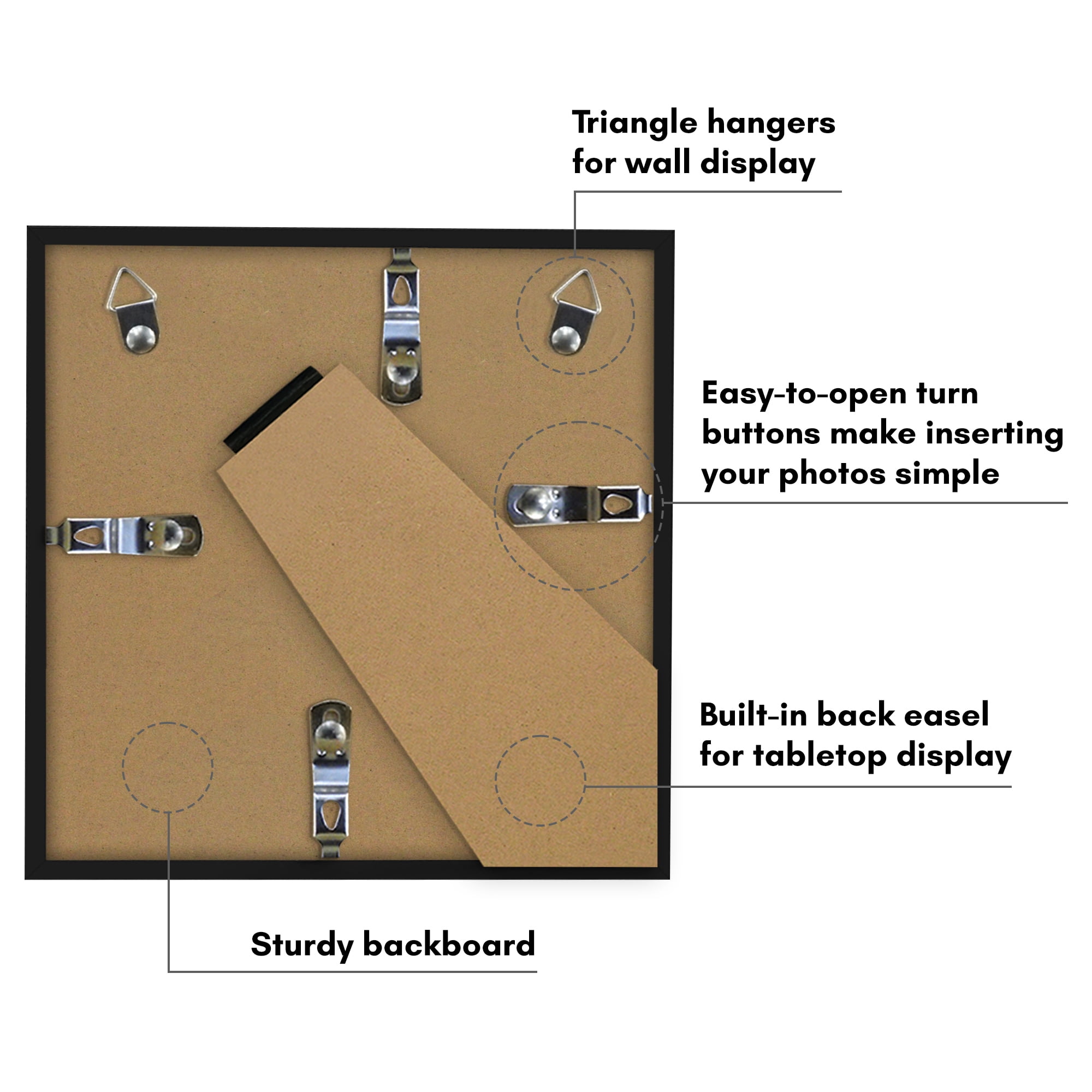 Americanflat 6x6 Picture Frame with Shatter-Resistant Glass with 4x4 Mat Display Photo Streamline - Black