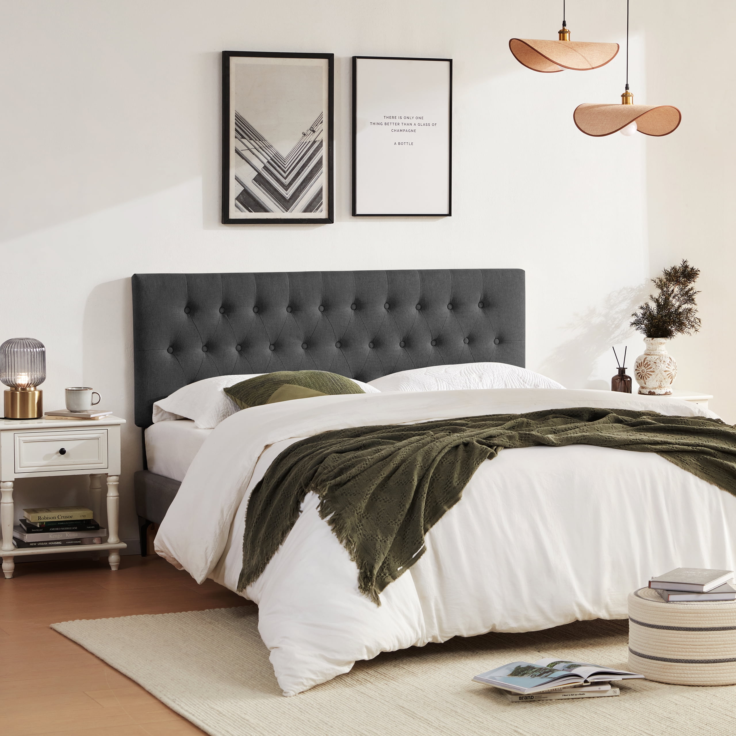 Weture Upholstered Polyester Headboard Adjustable Height Full