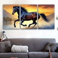 thumbnail image 4 of 3pcs Frameless Canvas Wall Art - Galloping Black Horse Sunset Landscape, Vertical Spray-Painted Art Decor for Living Room, Bedroom, Office - Vibrant Home Decor & Holiday/Birthday Gift, Room Accent P, 4 of 4