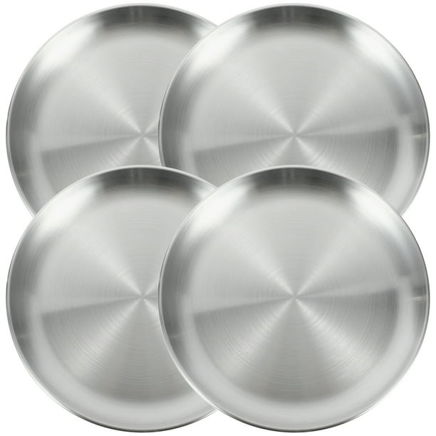 Bandeja para hornear Pizza de acero inoxidable, bandeja redonda para Pizza, utensilios para horno, 4 Uds.