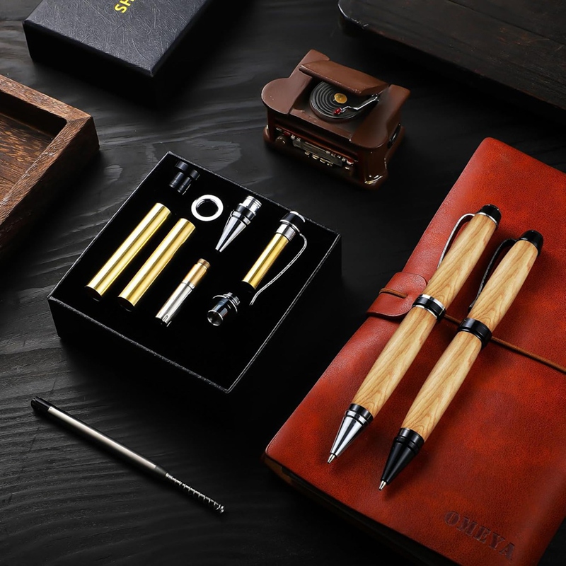 6 Pieces Wood Turning Pen Set with Refills Rotating Pen Kit for Wood Turning Bulk Lathe Turning Supplies for Pen Making