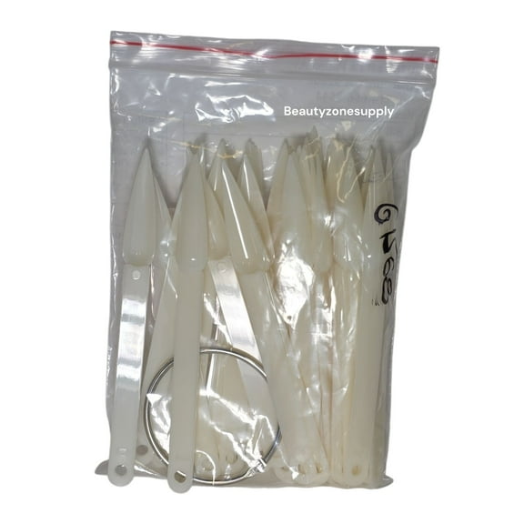 Stiletto Nail Color Chart With Ring 50 Tips Natural