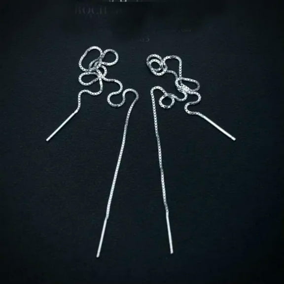 K-KED 925 Sterling Silver 12mm Bar Threader Pull Through Box Chain Earrings 10-22CM-8CM