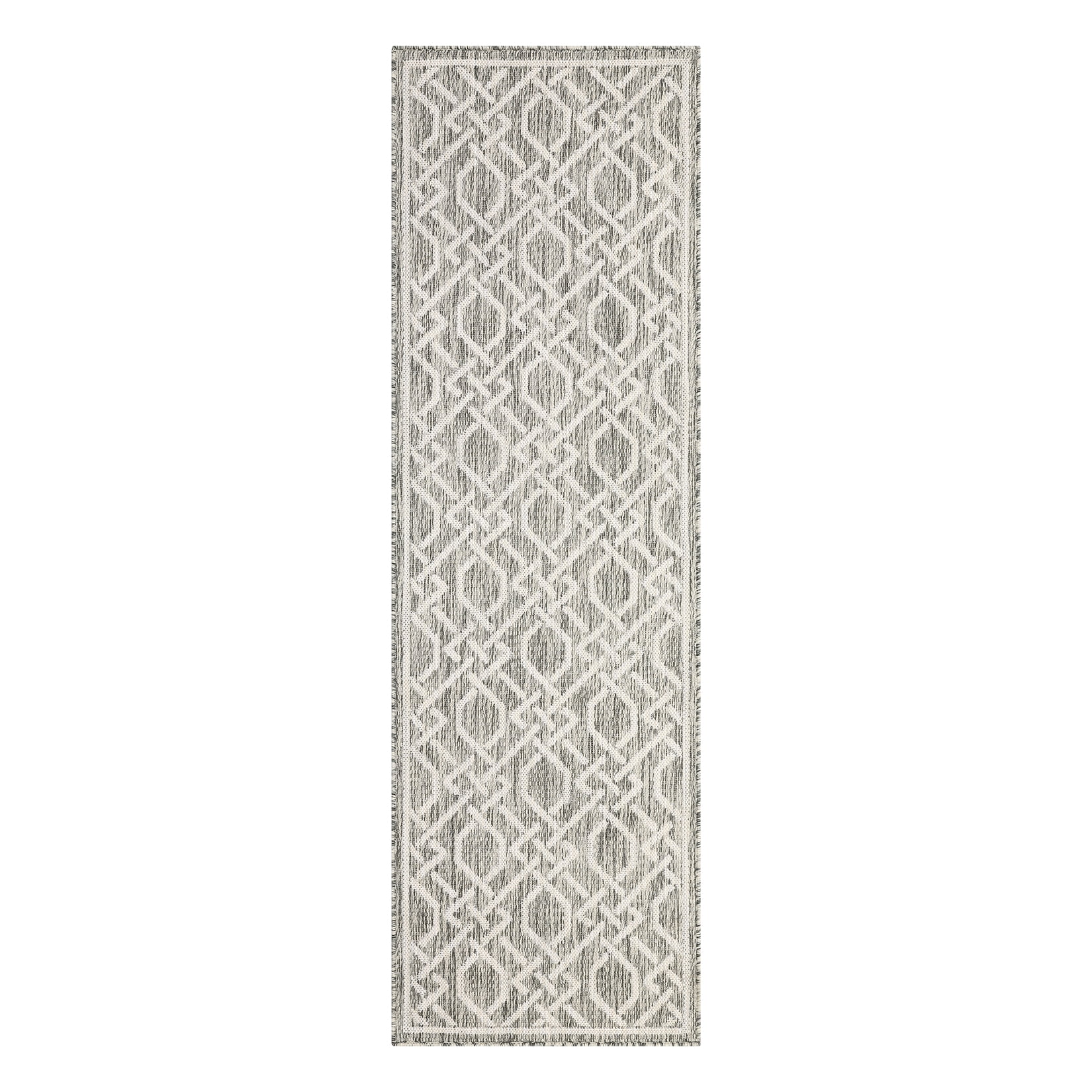Garvee 2'3"x7'3" Long Runner Rug Indoor Outdoor Kitchen Hallway Runner Rug Contemporary Geometric Bedroom Rug Patio Rugs Runner, Gray