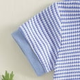 thumbnail image 6 of Xyant Toddler Baby Boy Girl Easter Outfit Waffle Stripe Bunny Carrot Embroidery Short Sleeve Shirt and Shorts Sets Summer Clothes (Blue,18-24 Months), 6 of 7