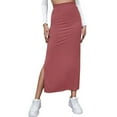 thumbnail image 2 of Women Half Dress, Solid Color Spring Fall Summer Street Casual Party Split Hem High Waist Skirt, 2 of 6