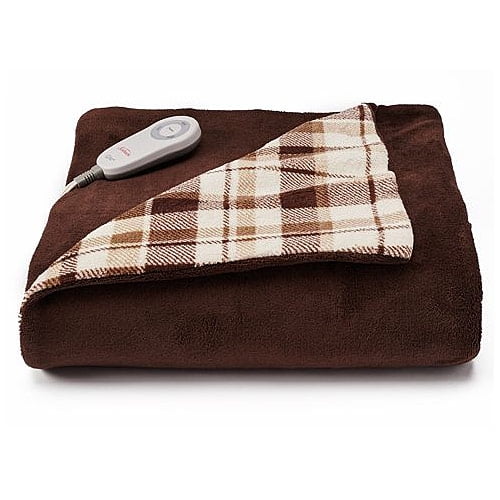 sunbeam microplush heated throw with foot pocket